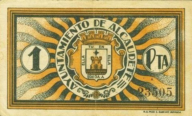 Reverso de 1 Peseta (Alcaudete)