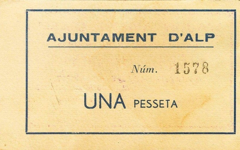 Billete 1 Peseta (Alp) | 1937 - Reverso Reverso de 1 Peseta (Alp)