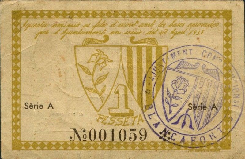 Reverso de 1 Peseta (Blancafort)
