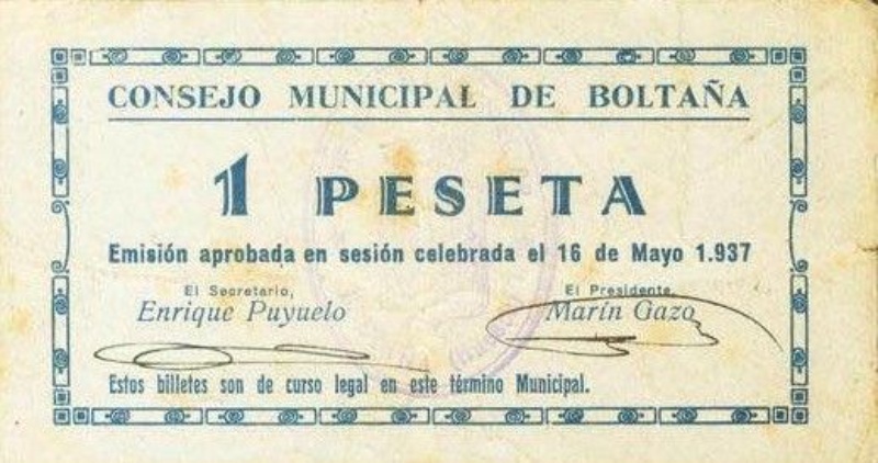 Anverso de 1 Peseta (Boltaña)