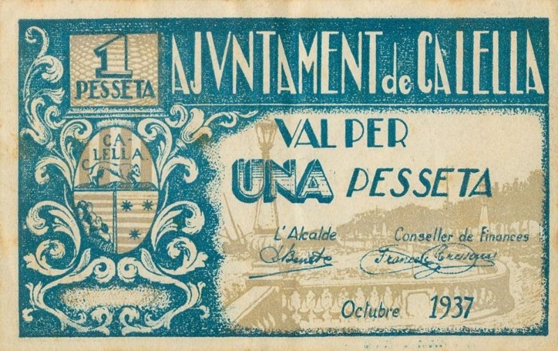 Anverso de 1 Peseta (Calella)