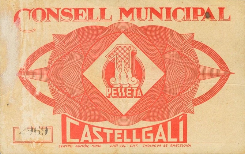 Reverso de 1 Peseta (Castellgalí)