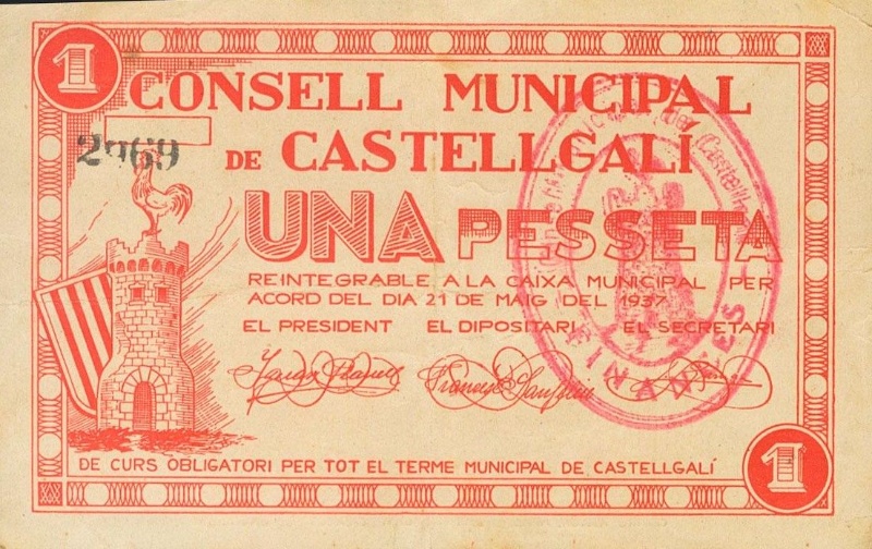 Anverso de 1 Peseta (Castellgalí)