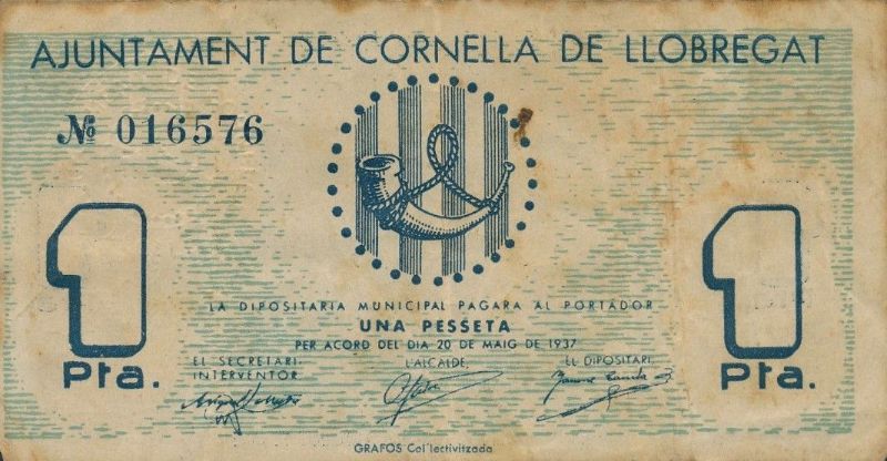 Anverso de 1 Peseta (Cornellà de Llobregat)