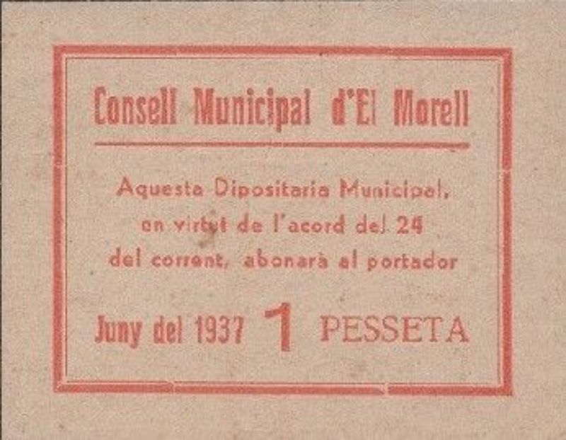 Anverso de 1 Peseta (El Morell)