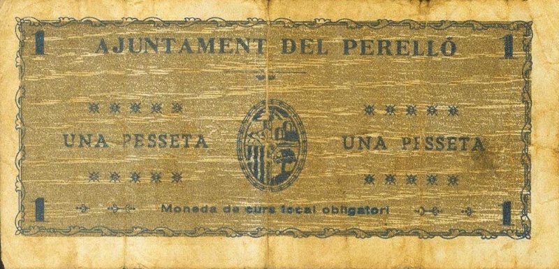 Reverso de 1 Peseta (El Perelló)