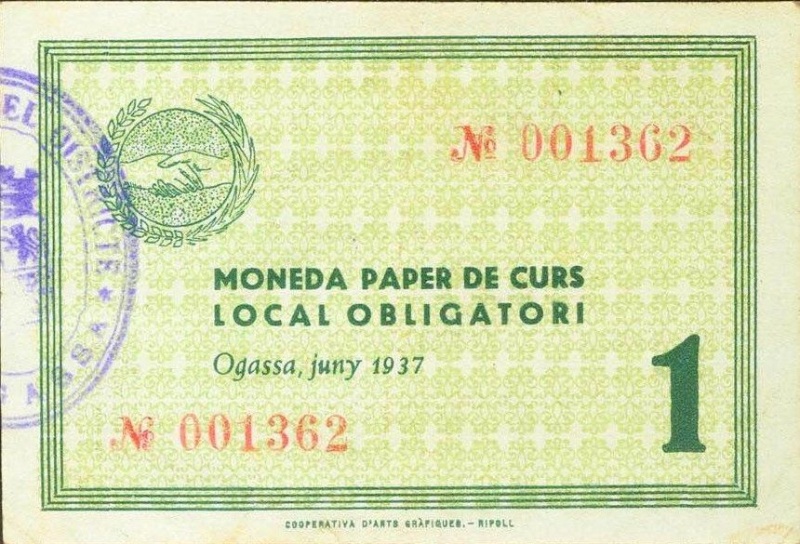 Reverso de 1 Peseta (Ogassa)