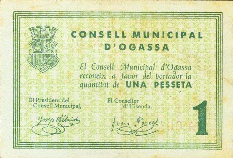 Anverso de 1 Peseta (Ogassa)
