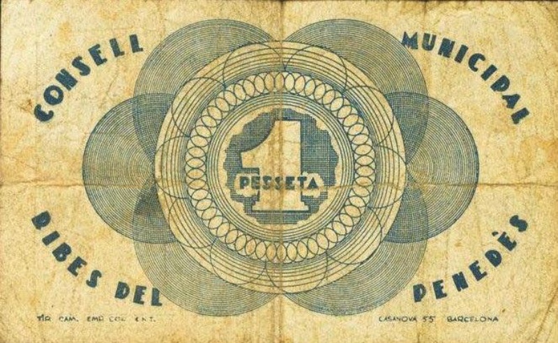 Reverso de 1 Peseta (Ribes del Penedès)