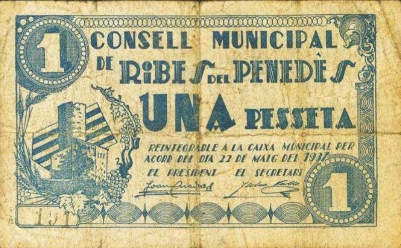 Anverso de 1 Peseta (Ribes del Penedès)