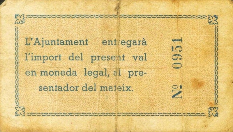 Reverso de 1 Peseta (Sils)