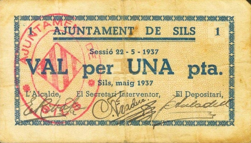 Anverso de 1 Peseta (Sils)