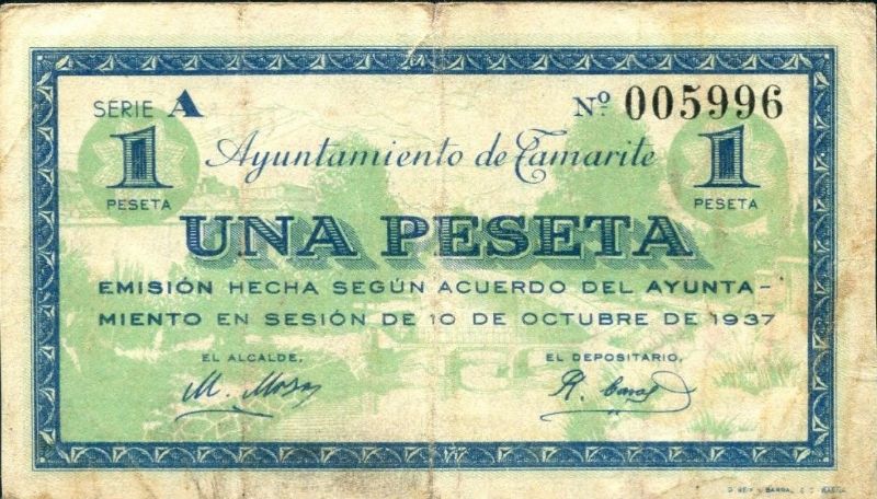 Anverso de 1 Peseta (Tamarite de Litera)