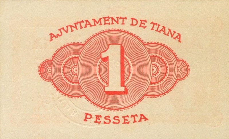Reverso de 1 Peseta (Tiana)