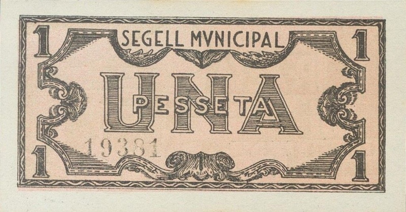 Reverso de 1 Peseta (Tremp)