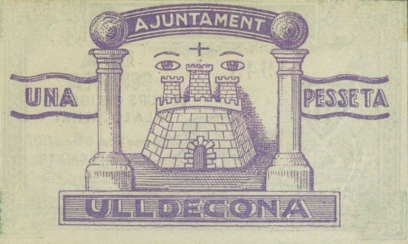 Reverso de 1 Peseta (Ulldecona)