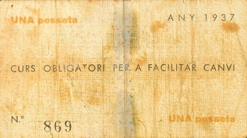 Reverso de 1 Peseta (Vallfogona de Balaguer)