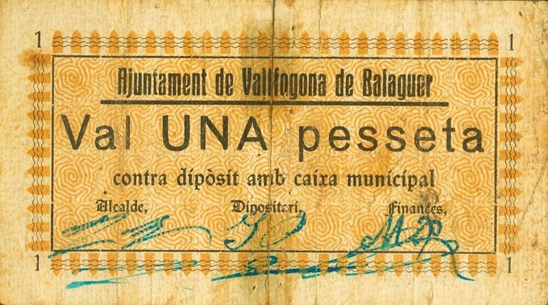 Anverso de 1 Peseta (Vallfogona de Balaguer)