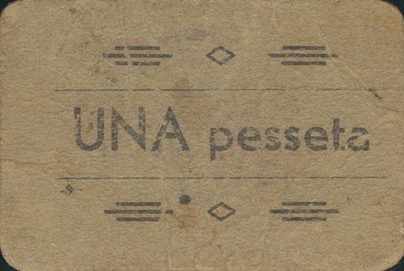 Reverso de 1 Peseta (Vandellòs)