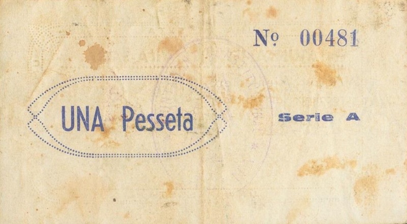 Billete 1 Peseta (Vila-sana) | 1937 - Reverso Reverso de 1 Peseta (Vila-sana)