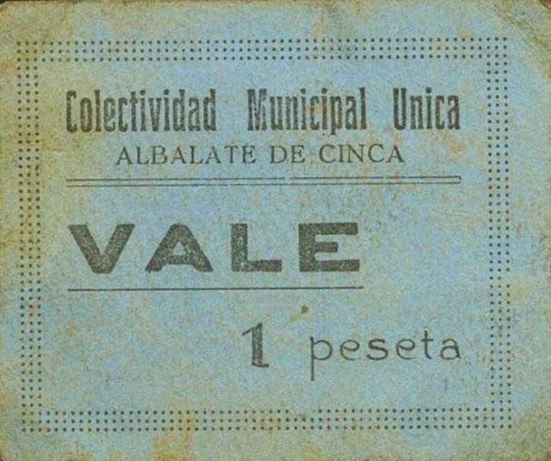Anverso de 1 Peseta (Albalate de Cinca)