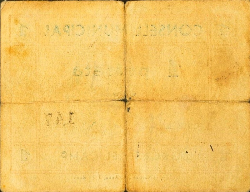 Billete 1 Peseta (Borges del Camp) | 1936 - 1939 - Reverso Reverso de 1 Peseta (Borges del Camp)