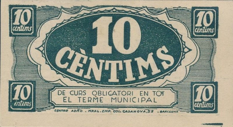 Reverso de 10 Céntimos (Baronia de Rialb)