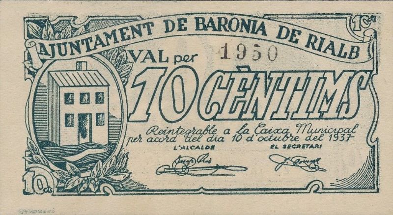 Anverso de 10 Céntimos (Baronia de Rialb)
