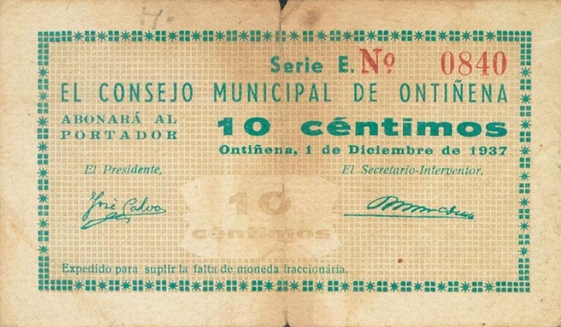Anverso de 10 Céntimos (Ontiñena)