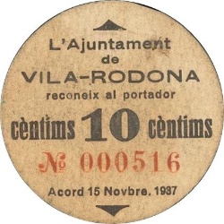 Anverso de 10 Céntimos (Vila-rodona)