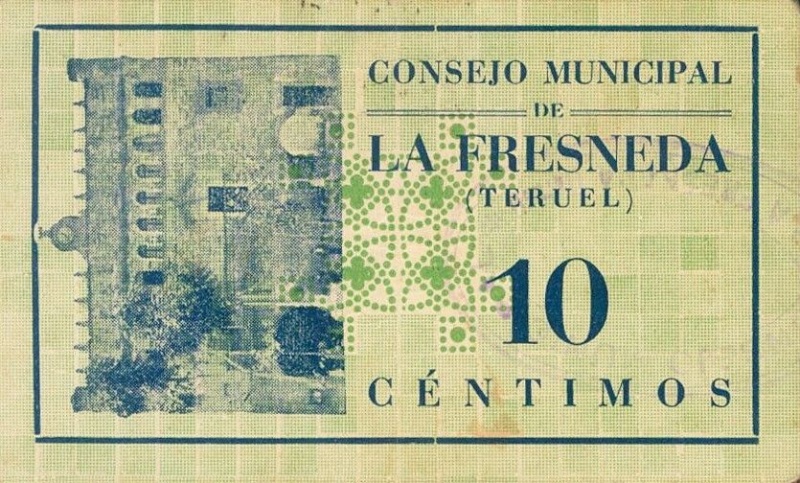 Anverso de 10 Céntimos de Peseta (La Fresneda)