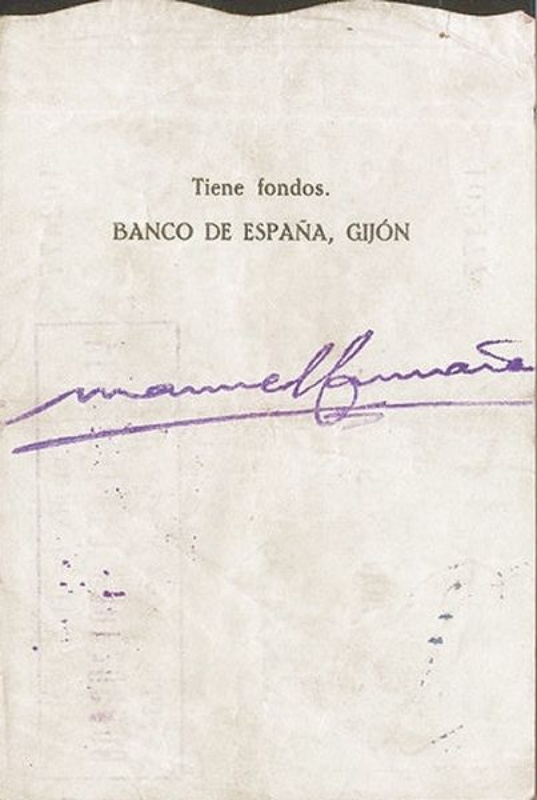 Reverso de 100 Pesetas (Banco de España - Gijón)