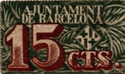 Anverso de 15 Céntimos (Barcelona)