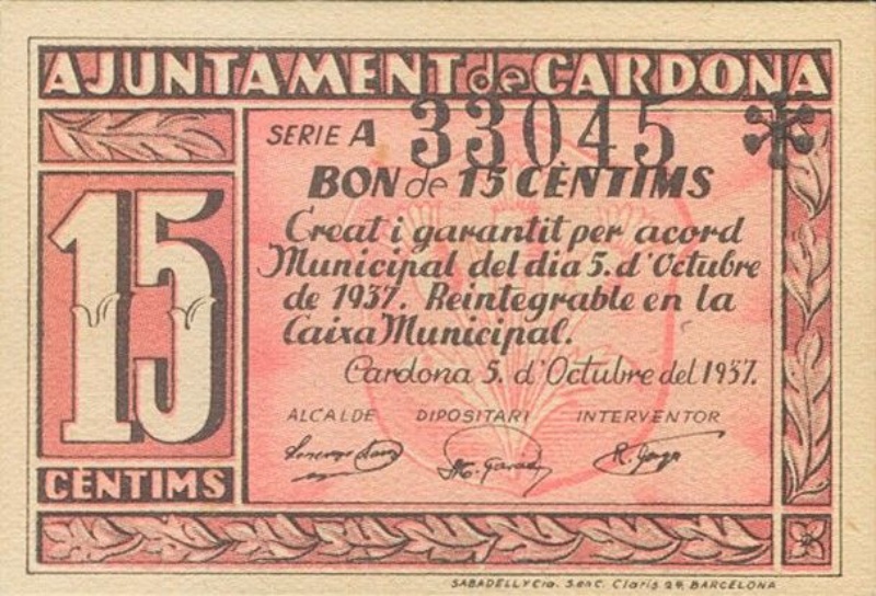 Anverso de 15 Céntimos (Cardona)