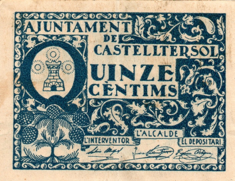 Anverso de 15 Céntimos (Castelltersol)