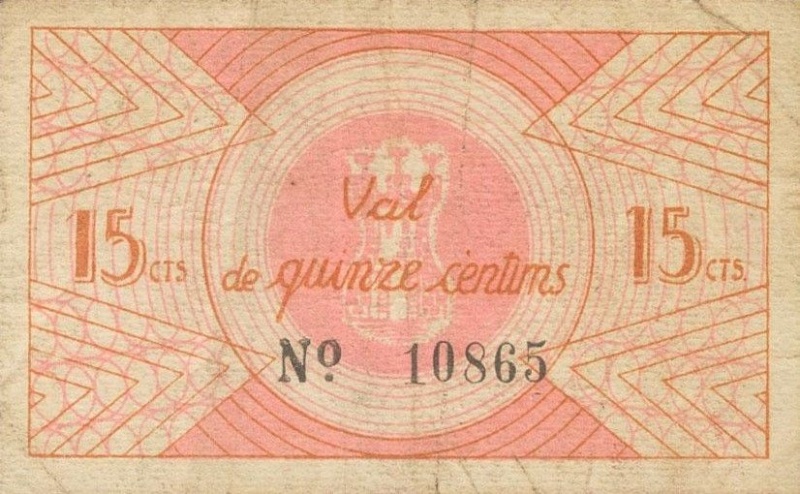 Billete 15 Céntimos (La Ràpita dels Alfacs) | 1937 - Reverso Reverso de 15 Céntimos (La Ràpita dels Alfacs)