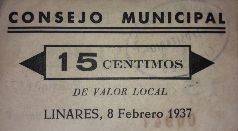 Reverso de 15 Céntimos (Linares)