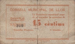 Anverso de 15 Céntimos (Lloá)