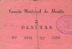Reverso de 2 Pesetas (Alcañiz)
