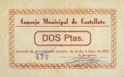 Anverso de 2 Pesetas (Castellote)