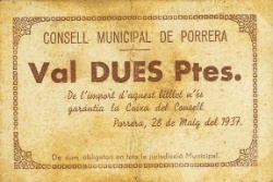 Anverso de 2 Pesetas (Porrera)