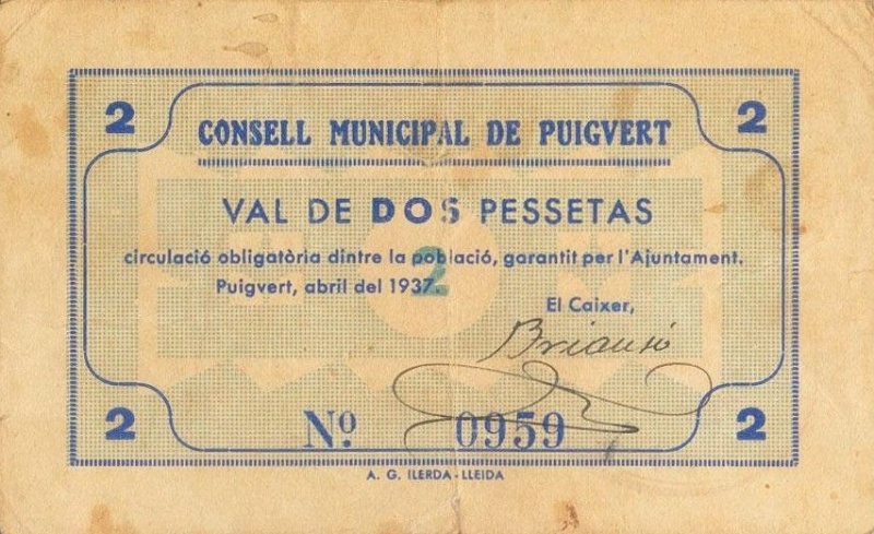 Anverso de 2 Pesetas (Puigvert)
