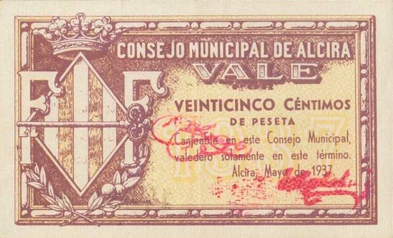 Anverso de 25 Céntimos (Alcira)