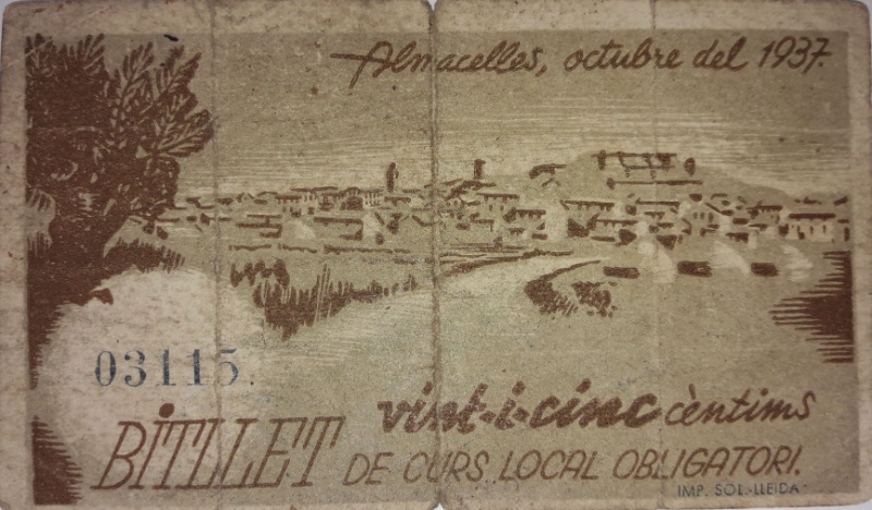Reverso de 25 Céntimos (Almacelles)
