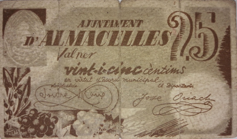 Anverso de 25 Céntimos (Almacelles)