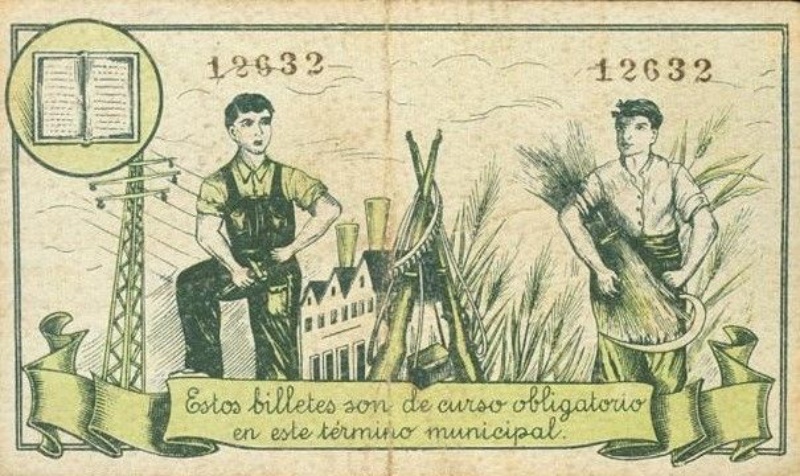 Billete 25 Céntimos (Binéfar) | 1937 - Reverso Reverso de 25 Céntimos (Binéfar)