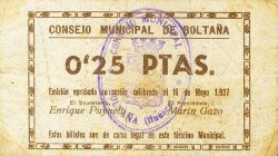 Anverso de 25 Céntimos (Boltaña)