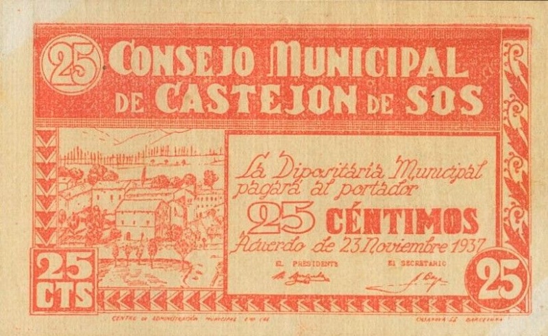 Anverso de 25 Céntimos (Castejón de Sos)