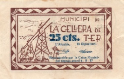 Anverso de 25 Céntimos (La Cellera de Ter)