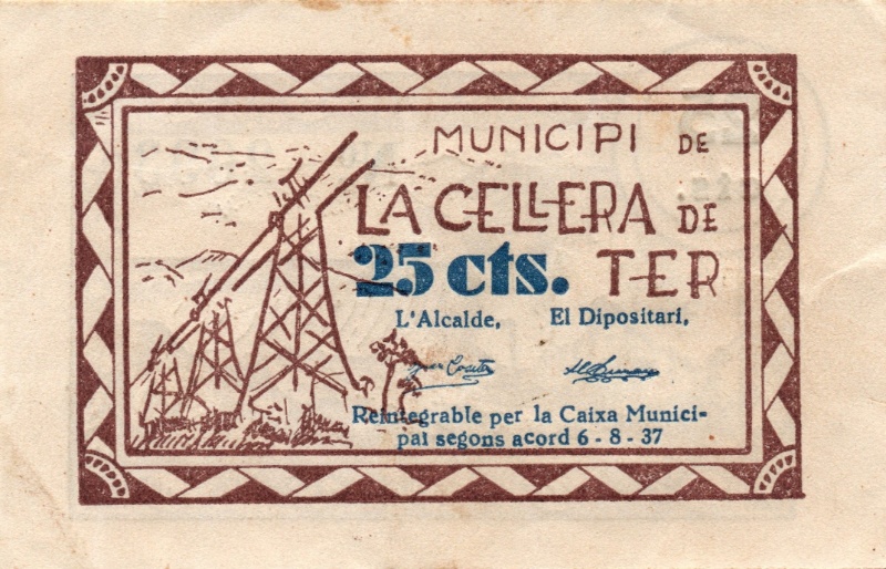 Anverso de 25 Céntimos (La Cellera de Ter)